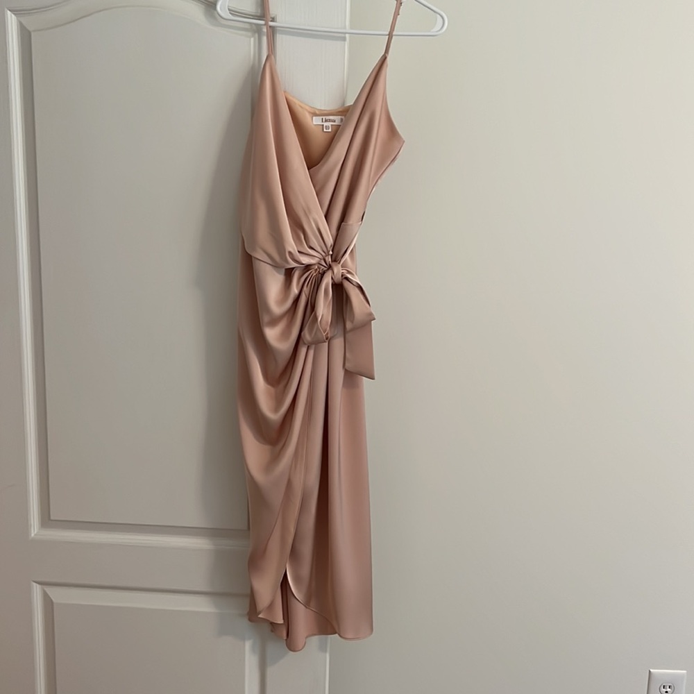 Liena Satin Wrap MIDI Dress for Wedding/Guest